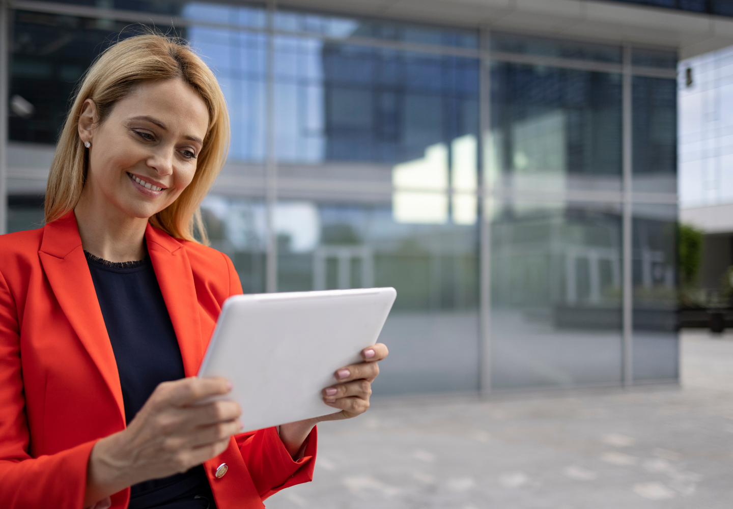 woman with tablet